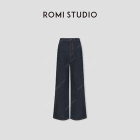 ROMI STUDIO“原味丹宁”*牛仔棉高腰宽松阔腿牛仔裤 431NS142