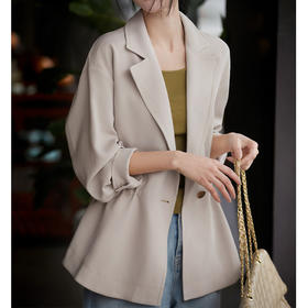 【高货ayts】全新升级【铂金会员330/天猫439/差价109】(32454) 洛诗琳秋季新款高级感七分袖短款外套质感醋酸风衣