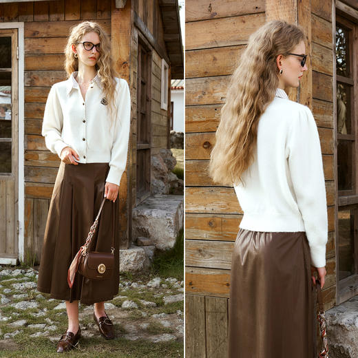 
OLrain欧芮儿假两件毛衣女秋季2024年新款学院风减龄气质通勤开衫 商品图4