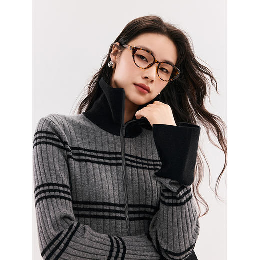 棉仓356635010-条纹拼色polo针织 商品图2