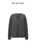 HIDEMI进口澳洲美利奴羊毛粗针绞花设计感加厚款廓形v领纽扣开衫毛衣外套 黑色|烟灰色 商品缩略图11