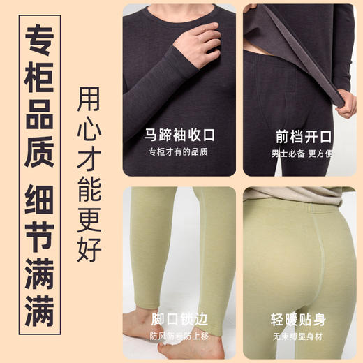 【加厚款男女同款保暖内衣】羊绒+天丝 加绒加厚 加倍保暖 双面绒轻暖无负担 经典圆领 商品图2