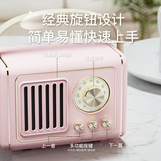 【净听复古派，静享好时光】新款创意复古蓝牙音箱 迷你便携式U盘 TF卡带FM蓝牙小音响-QB 商品图3