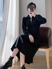 【法式连衣裙，时尚加气质】茶歇法式长袖连衣裙 女生小个子秋冬高级感 气质加绒加厚大衣内搭长裙-QQ 商品缩略图3
