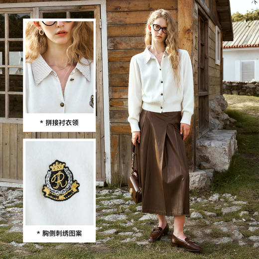 
OLrain欧芮儿假两件毛衣女秋季2024年新款学院风减龄气质通勤开衫 商品图1