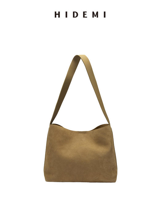 HIDEMI 【辛芷蕾同款】进口麂皮宽肩带可拆卸子母内袋式长肩带多种背法tote托特系列水桶包 小号/大号 芝麻色/深咖啡 商品图12
