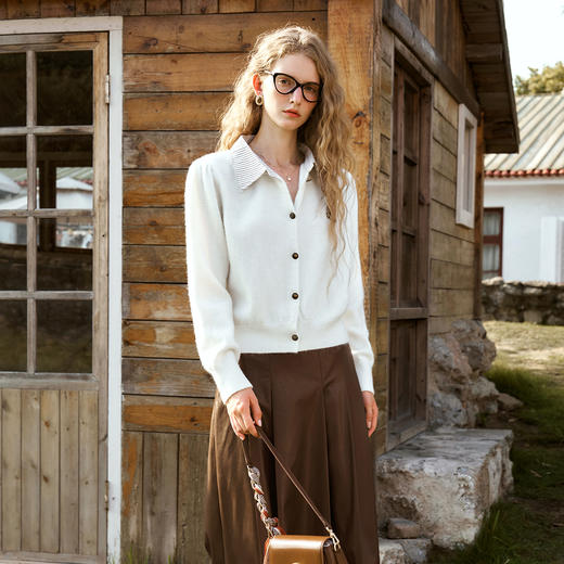 
OLrain欧芮儿假两件毛衣女秋季2024年新款学院风减龄气质通勤开衫 商品图2