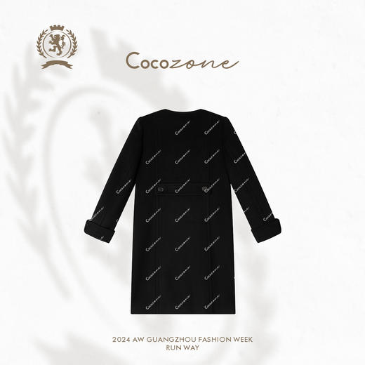 COCO ZONE 100绵羊毛圆领长袖长款毛呢外套CC2C2252 商品图1