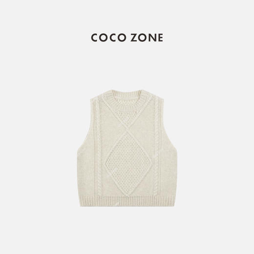 COCO ZONE 设计感麻花针织背心别致圆领上衣CC2C2324 商品图0