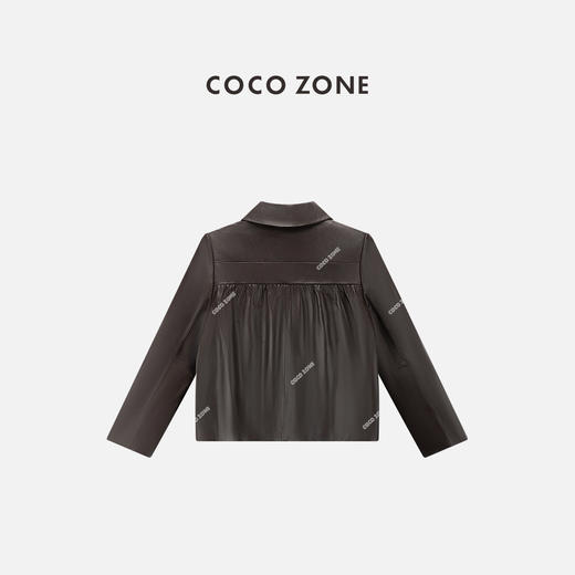 COCO ZONE 设计感简约口袋皮衣气质翻领百搭上衣CC2C1395 商品图1