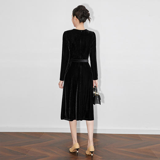 【高货wl】全新升级【铂金会员349/天猫469/差价120】(33036) 洛诗琳法式优雅气质名媛**赫本正式场合丝绒连衣裙 商品图4