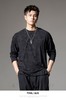 PINLI品立秋季新款提花休闲长袖T恤男士潮牌百搭宽松纯色上衣B243111001 商品缩略图1