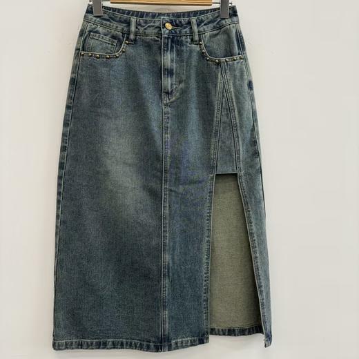 NZ下摆开叉设计牛仔A字中长半裙40725（蓝） 夏季 942230180321 商品图0