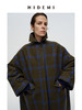 HIDEMI极简大廓形艺术感撞色色织格纹厚款羊毛毛呢夹棉双重保暖大衣 商品缩略图2