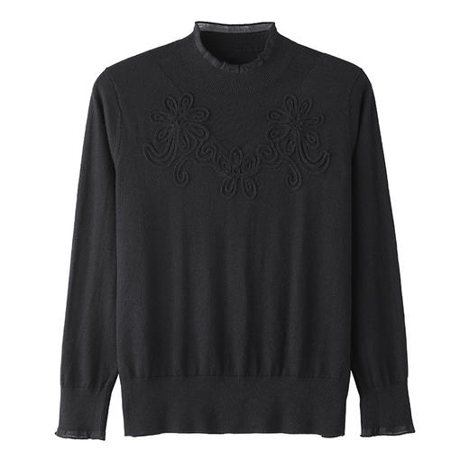 CC2024秋冬新款半高领软糯针织衫女修身毛衣薄款内搭中领网纱打底衫 商品图4