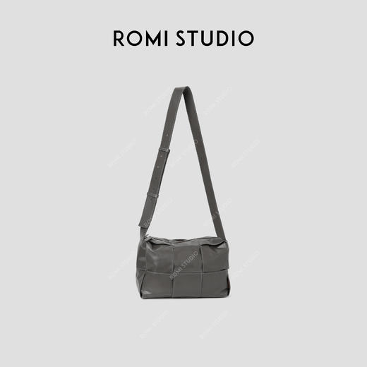 ROMI STUDIO“法式优雅”油蜡牛皮复古手工编织斜跨单肩包 404LA004 商品图0
