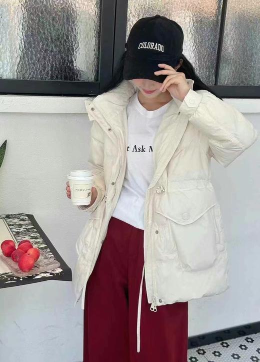 【YW】无忧购韩系温柔甜美收腰设计感手套款50%白鸭绒短款羽绒服24095# 商品图3