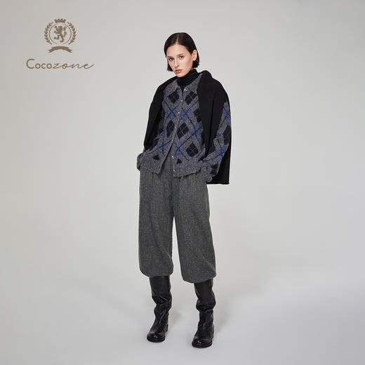 COCO ZONE ”复古老钱“ 菱格polo领针织衫CC1C2266 商品图4