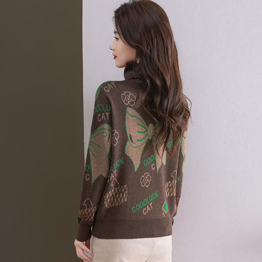 CC-QG-6867堆堆领毛衣女士2024秋冬新款洋气羊毛针织衫宽松内搭打底小衫上衣 商品图3