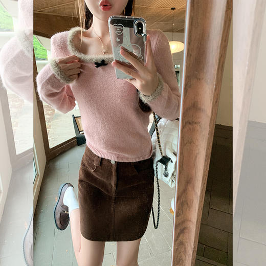 <曾小咸推荐>【百搭2色高腰a字灯芯绒短裙 商品图1