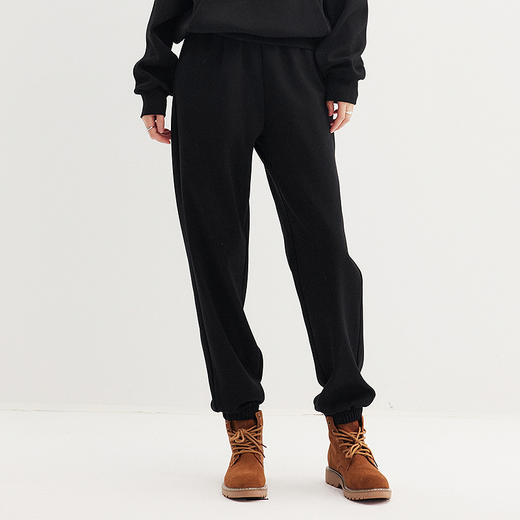 棉仓357681002-银狐绒厚暖美式高腰宽松束脚口加绒卫裤 商品图0