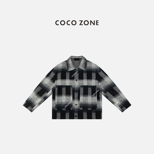 COCO ZONE 设计感格纹翻领外套时尚通勤风上衣CC2C2334 商品图0