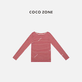 COCO ZONE 条纹撞色长袖针织衫套头圆领上衣CC2C2322