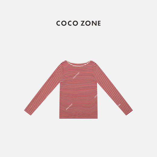 COCO ZONE 条纹撞色长袖针织衫套头圆领上衣CC2C2322 商品图0