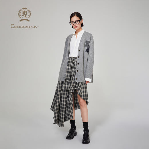 COCO ZONE 设计感格纹显瘦短裙松紧腰撞色半裙CC1C2289 商品图4