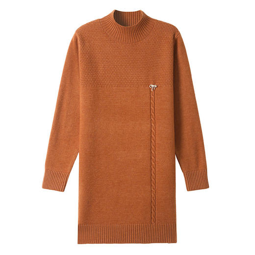 CC中长款宽松套头打底衫厚款秋冬季外穿半高领中年妈妈装女士毛衣裙 商品图4