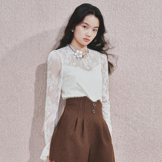 *浪漫刺绣蕾丝衫高级气质感24秋修身显瘦上衣 商品图1
