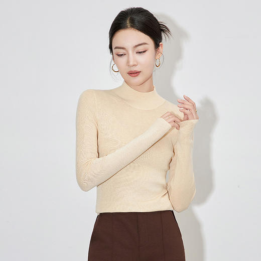 【高货wl】全新升级【铂金会员146/天猫199/差价53】(33200) 洛诗琳纯色百搭半高领绵羊毛针织打底衫修身软糯针织上衣 商品图2