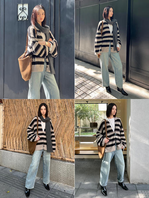 HIDEMI 多重水洗复古感做旧蓝灰调中低腰直筒牛仔裤 商品图2