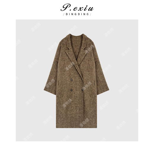 PanYiXiu/潘依绣【温暖时光】骆驼绒羊-毛人字纹高阶大衣 ZX24837 商品图1