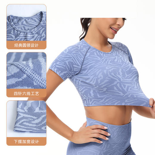跃牌【菲凡系列】新款圆领瑜伽健身上衣女高弹舒适紧身瑜伽服夏季紧身显瘦外穿短袖Y2009 商品图1