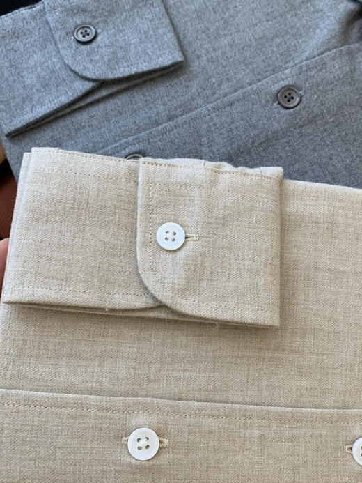 杰尼亚衬衫。 麻灰色。米色 商品图8