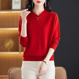 CC 17-2211国风盘扣针织上衣