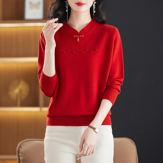 CC 17-2211国风盘扣针织上衣 商品图0