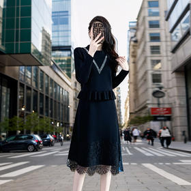 奢姿2024年秋季新款大码女装气质圆领套装胖妹妹烫钻设计两件套9831966780