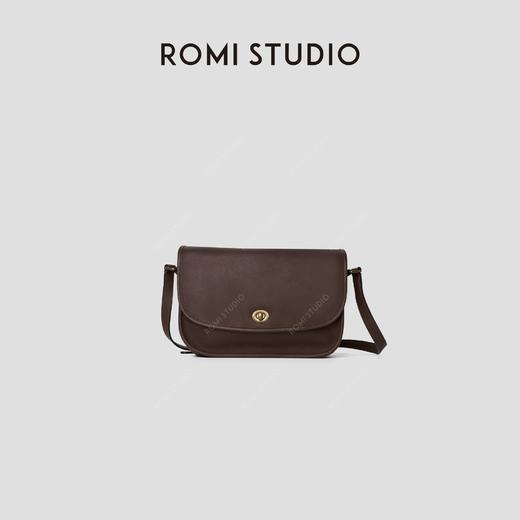 ROMI STUDIO“*复古”头层牛皮做旧翻盖斜跨单肩马鞍包 444LS031 商品图0
