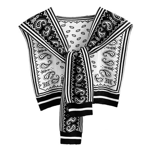 【韩版设计，针织装饰，搭肩腰果花假领子，时尚百搭，女神范十足】新款披肩外搭女士坎肩 韩版春秋针织装饰 衬衫搭肩腰果花假领子-QQ 商品图4