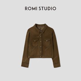 ROMI STUDIO“棕标甄选” 沙特进口绒面羊皮复古短款皮衣 431PS048
