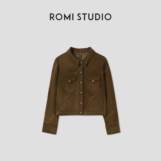 ROMI STUDIO“棕标甄选” 沙特进口绒面羊皮复古短款皮衣 431PS048 商品图0