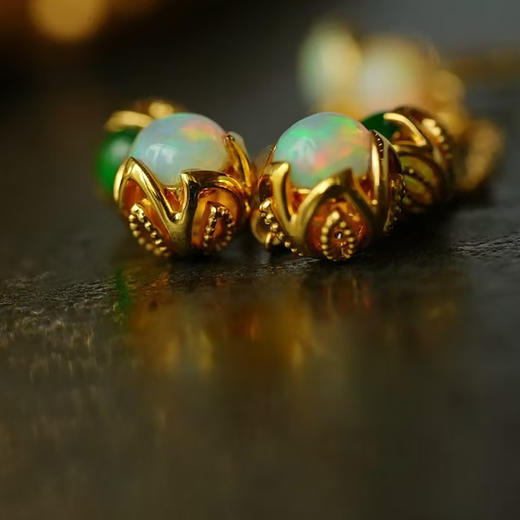 龢盒原创 欧珀翡翠绣球耳环 商品图5