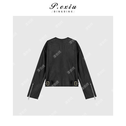 A002潘依绣丁丁宠粉 PanYiXiu/潘依绣【摩登周刊】进口绵羊皮小香风扣皮衣外套 X80972 商品图2