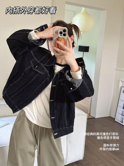 <曾小咸推荐> 美式撞色圆领长袖t恤 日常99/件 前4000单活动价59.99/件 115/2件！【预售款，预计3-15天发货】 商品图3