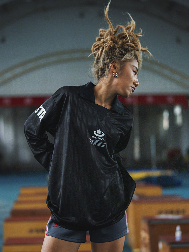 STAxMEIHUA梅花联名复古运动翻领长袖球衣