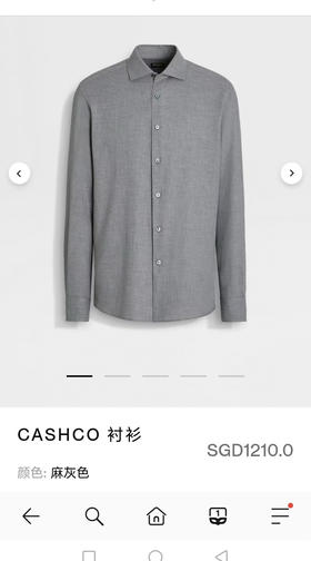 杰尼亚衬衫。 麻灰色。米色