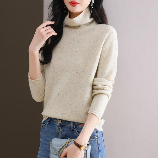 CC 3032软糯慵懒风宽松毛衣堆堆领亮丝羊毛衫针织衫 商品图0