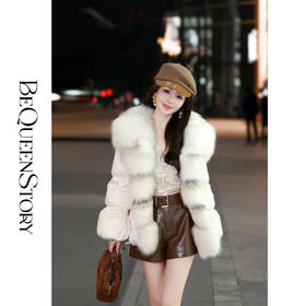 BeQueenStory【挪威初雪】气质保暖狐狸毛领冬季短款鹅绒服